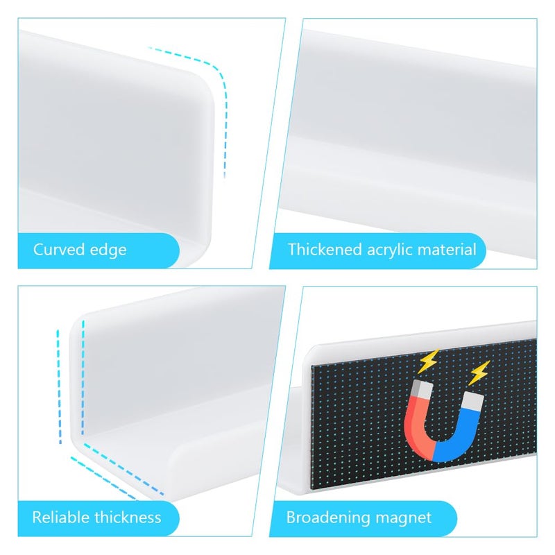 HONUTIGE Magnetic Book Shelf for Whiteboard, Magnetic Book Holder File Rack with a Pen Container and Two Hook Acrylic Book Shelves Metal Floating Book Display Shelf for Teacher Kids Room Office(White) - Image 3